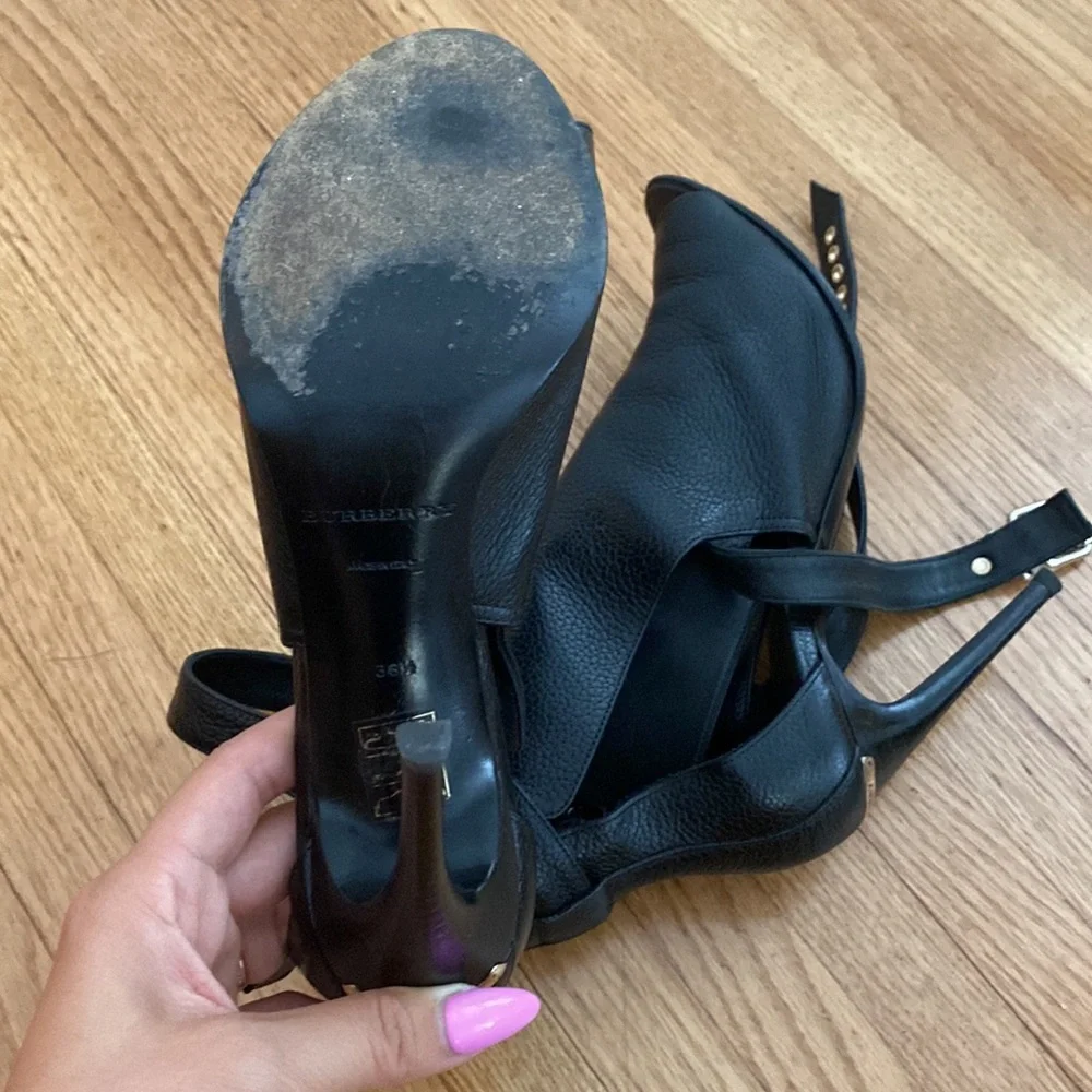 Burberry Black Peep-Toe Ankle Boots - Picture 4 of 6